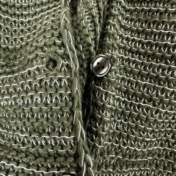 LuLaRoe Women's One Size Mimi Knit Sweater Poncho Olive Green Marl With Fringe - Picture 4 of 7